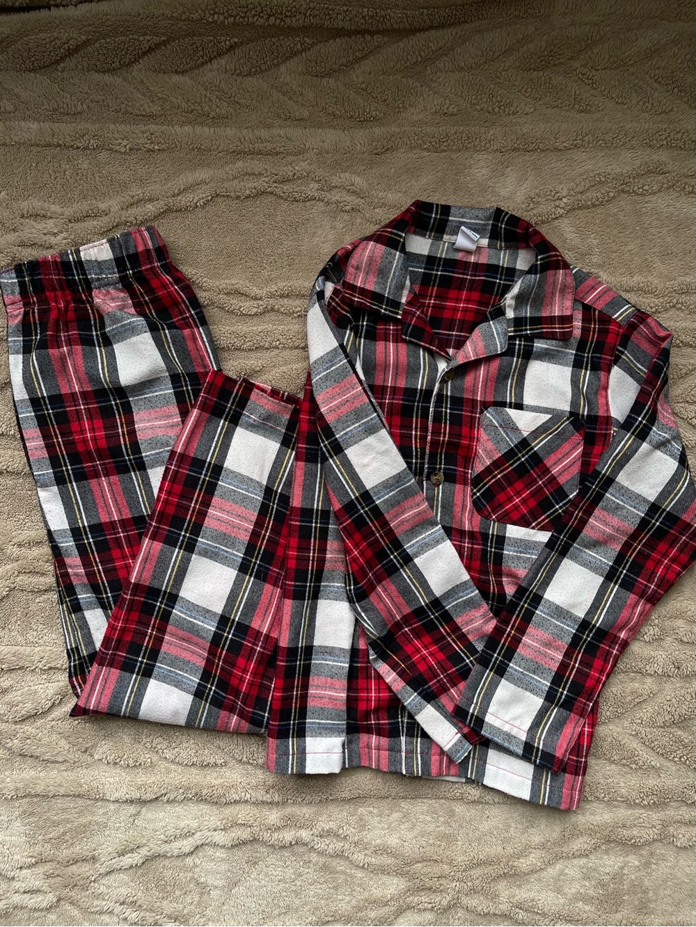 Old Navy Red Black White Plaid Kids Pajama Set